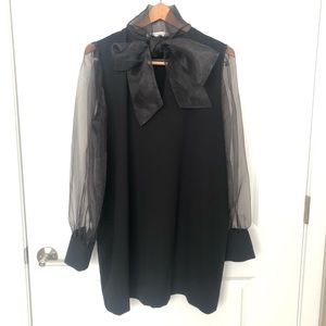 Elegant Black Sheer Sleeve Dress